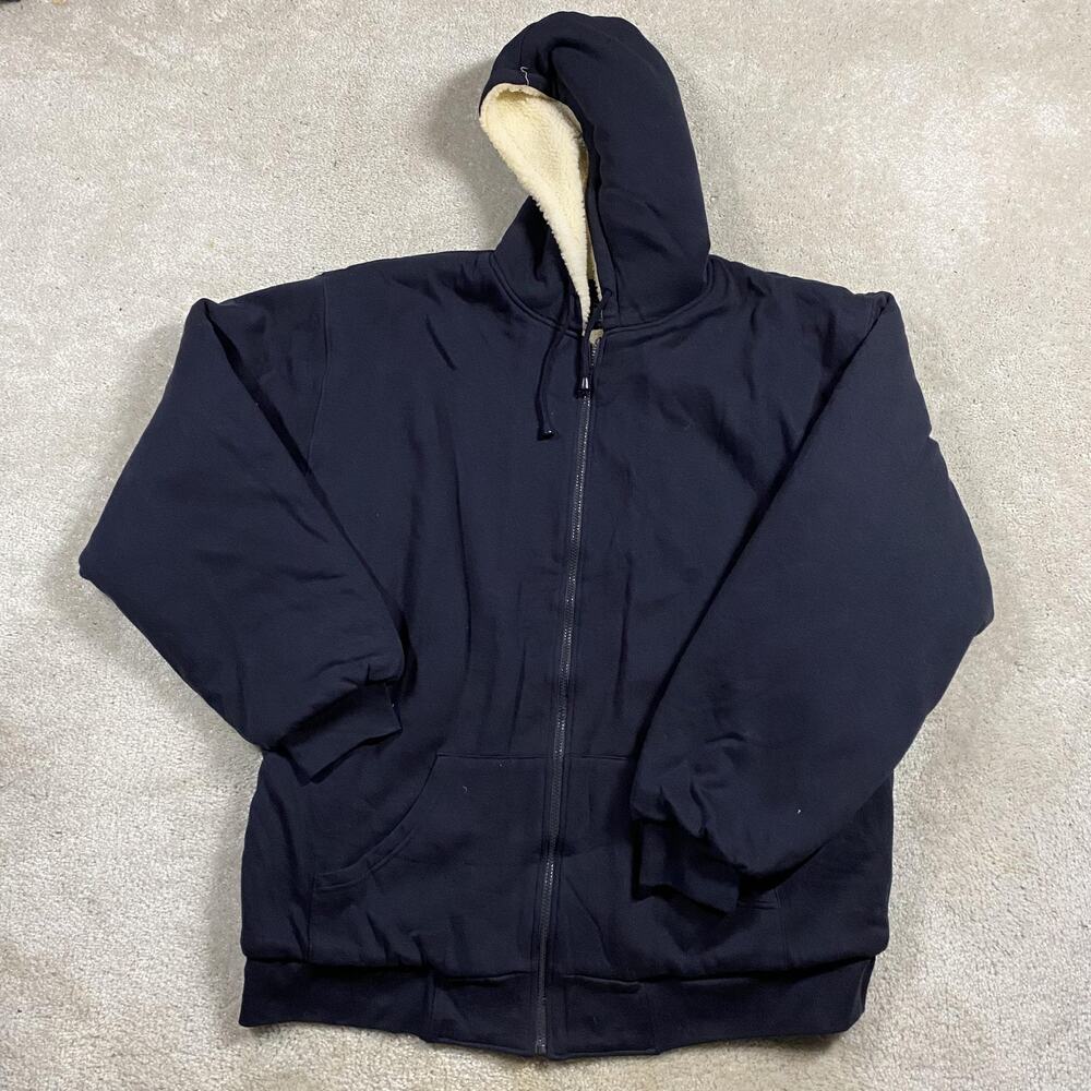 Rothco Hoodie Mens 2XL Blue Full Zip Sherpa Lined Heavy Fleece Sweatshirt